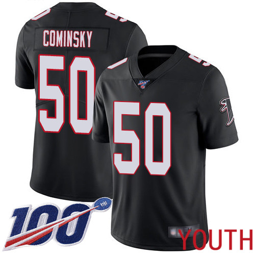 Atlanta Falcons Limited Black Youth John Cominsky Alternate Jersey NFL Football #50 100th Season Vapor Untouchable->youth nfl jersey->Youth Jersey